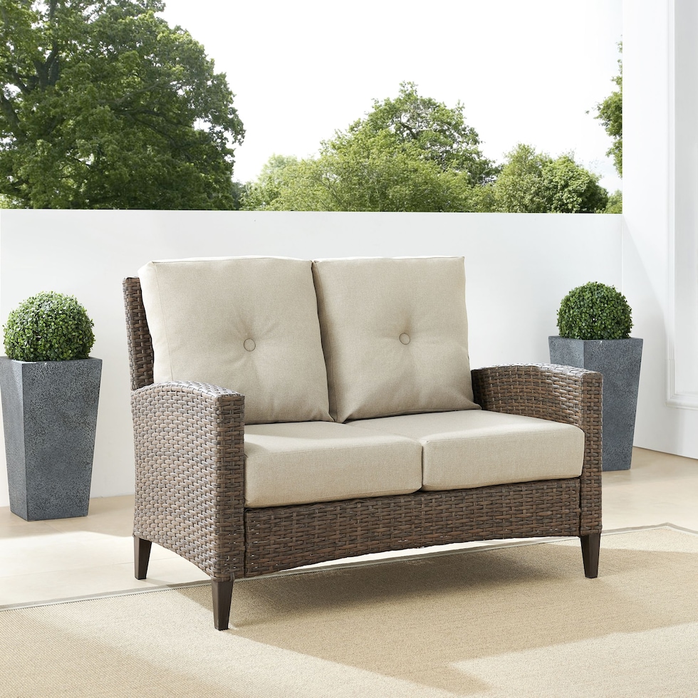 huron light brown outdoor loveseat   
