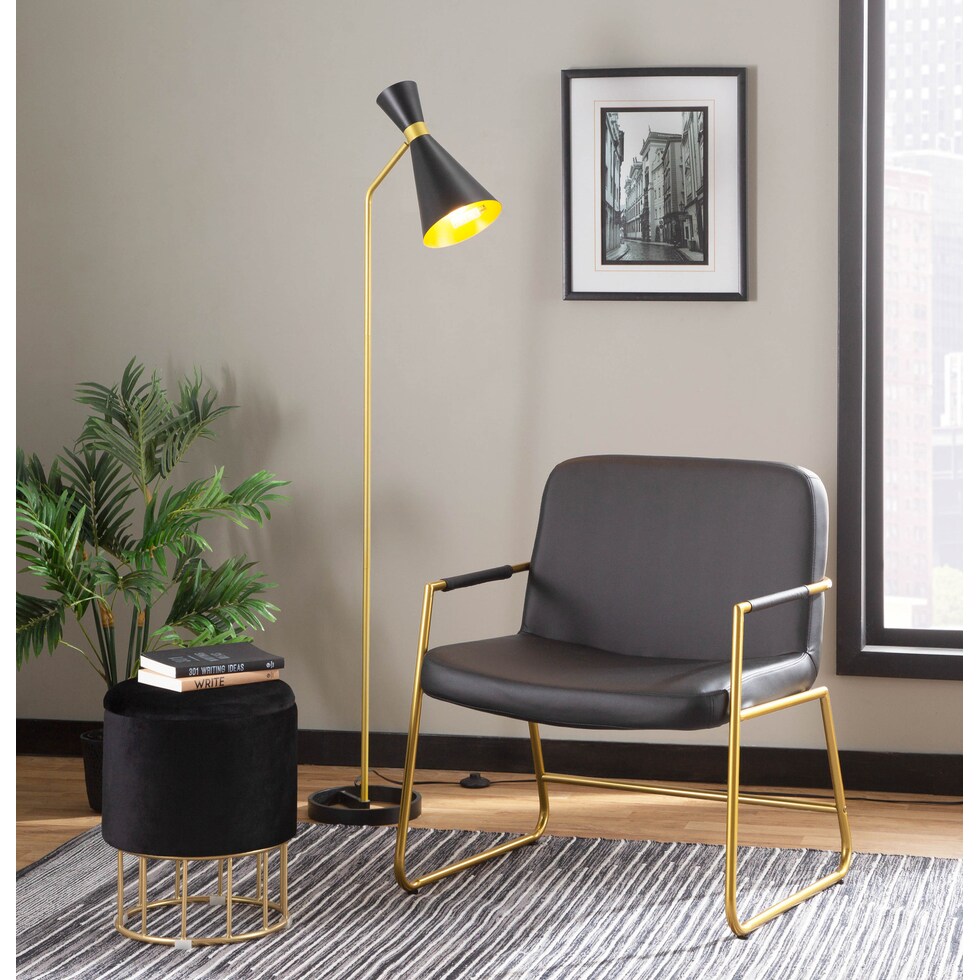 inessa black gold accent chair   