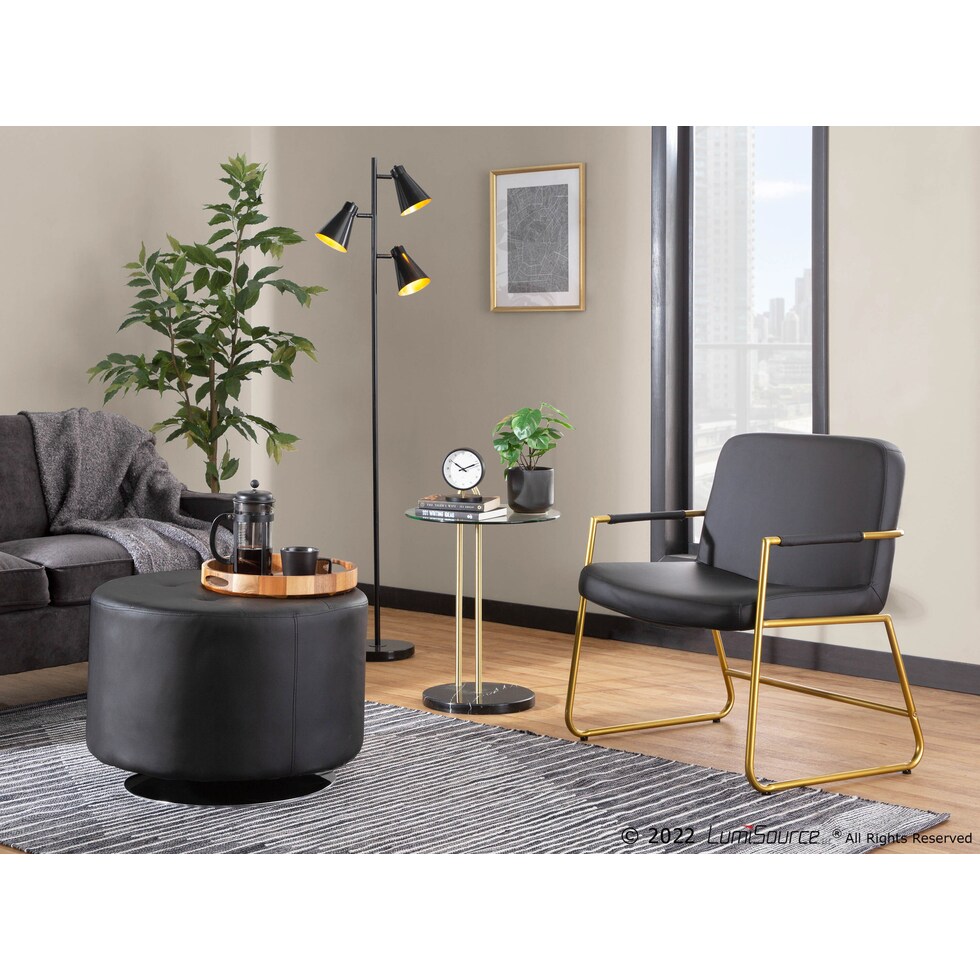 inessa black gold accent chair   
