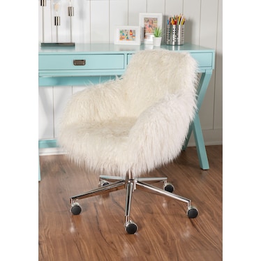 Iona Faux Fur Office Chair - White