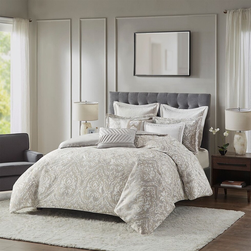 iris gray queen bedding set   