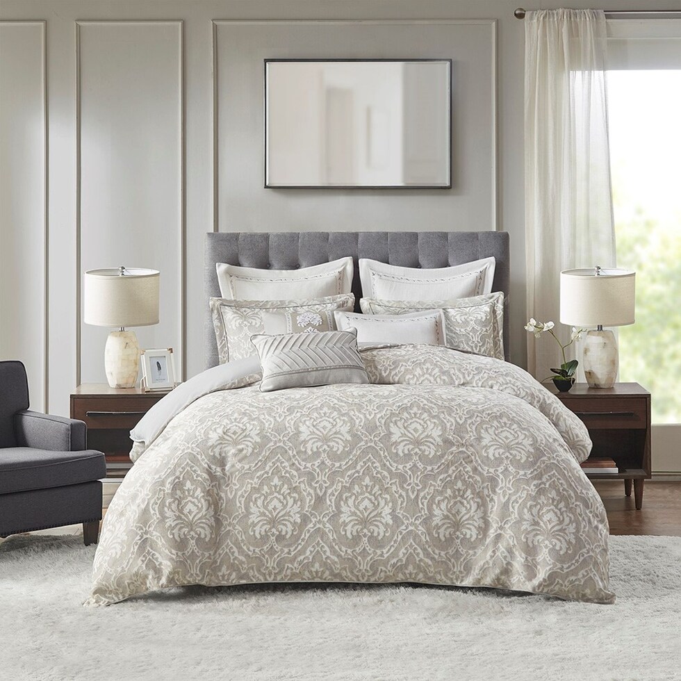 iris gray queen bedding set   