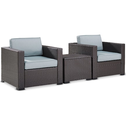 Isla Set of 2 Outdoor Chairs and Coffee Table - Mist