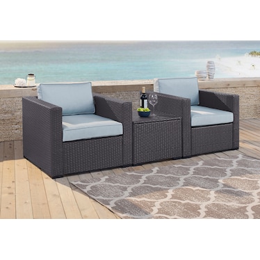 Isla Set of 2 Outdoor Chairs and Coffee Table - Mist