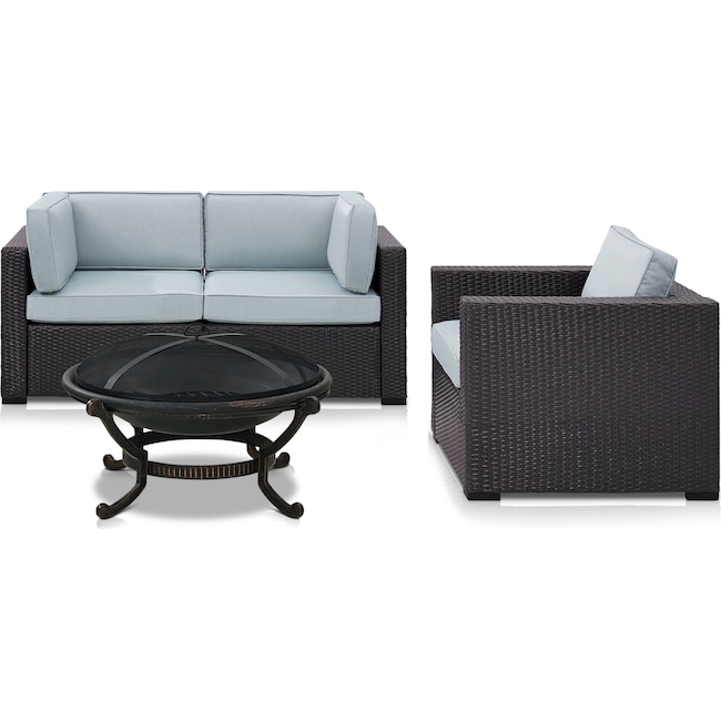 Outdoor Furniture - Isla Outdoor Loveseat, Chair and Fire Pit