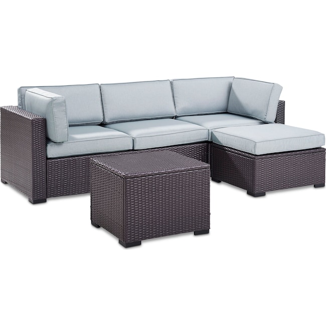 Outdoor Furniture - Isla 2-Piece Outdoor Sofa, Ottoman, and Coffee Table Set