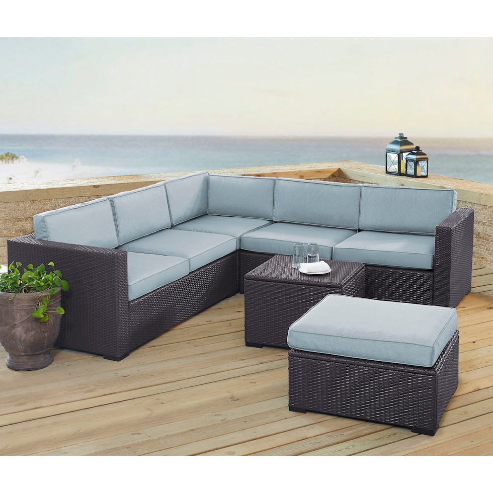 isla blue outdoor sectional set   