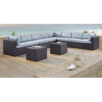 isla blue outdoor sectional set   