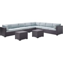 isla blue outdoor sectional set   