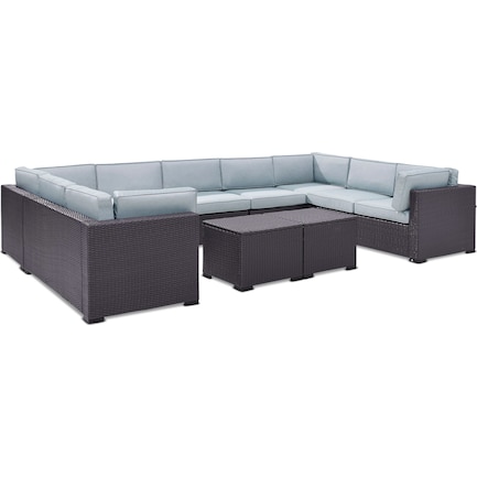 Isla 5-Piece Outdoor Sectional and 2 Coffee Tables - Mist