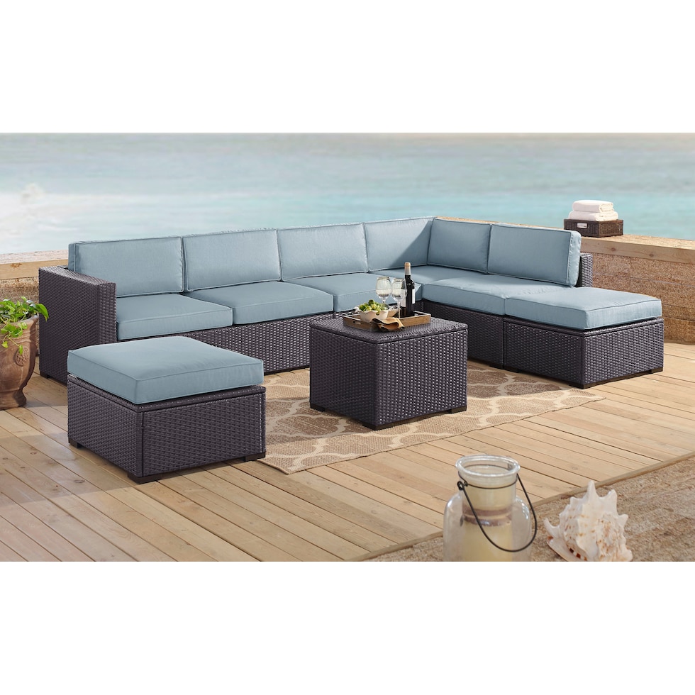 isla blue outdoor sectional set   