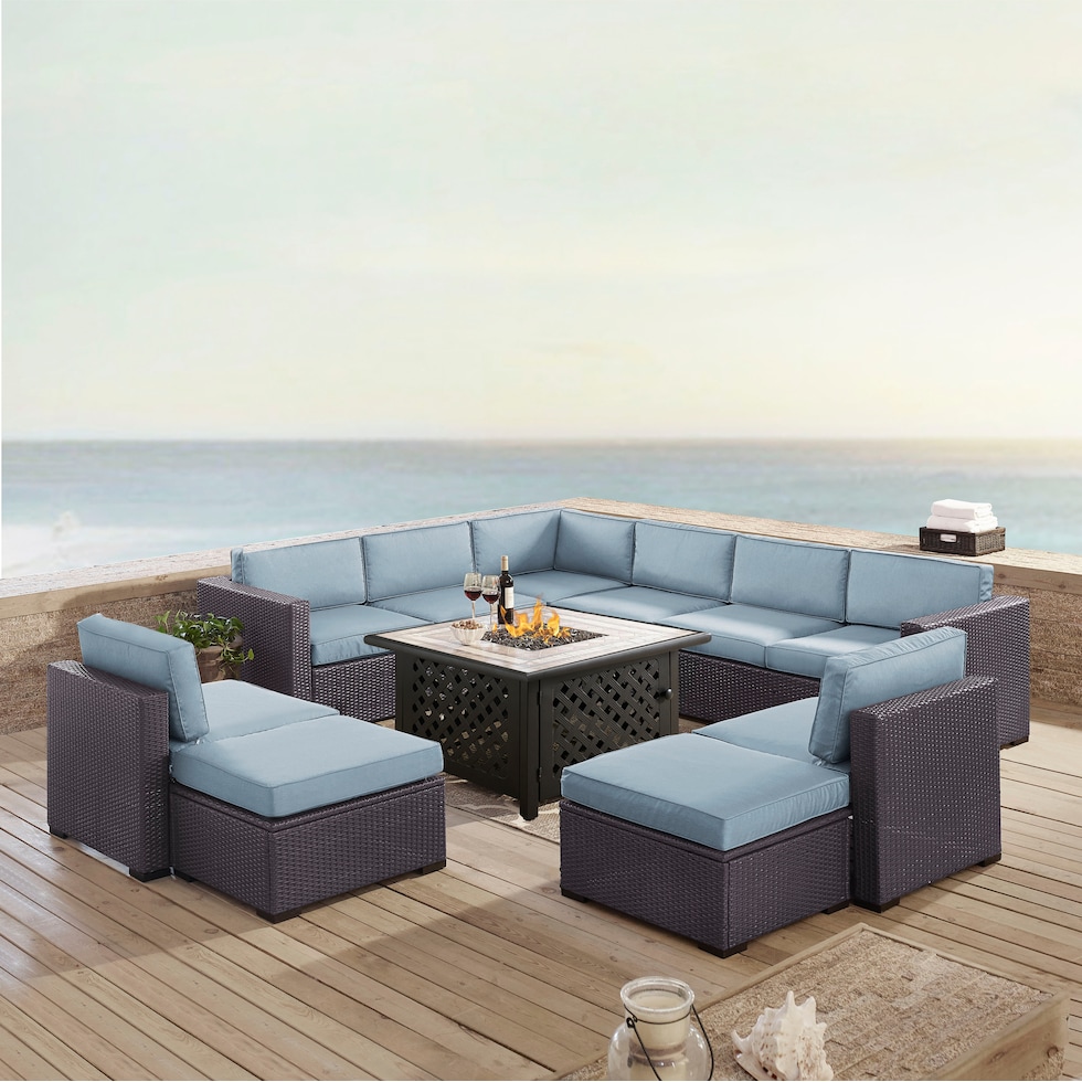 isla blue outdoor sectional set   