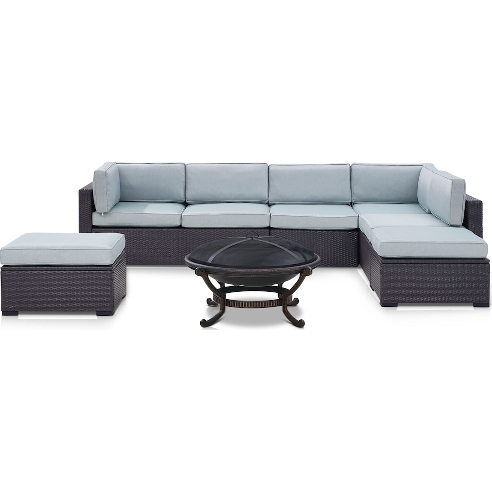 isla blue outdoor sectional set   