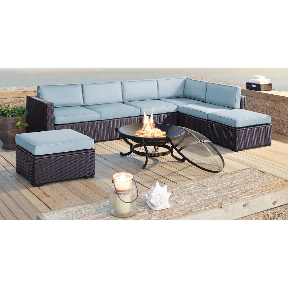 isla blue outdoor sectional set   