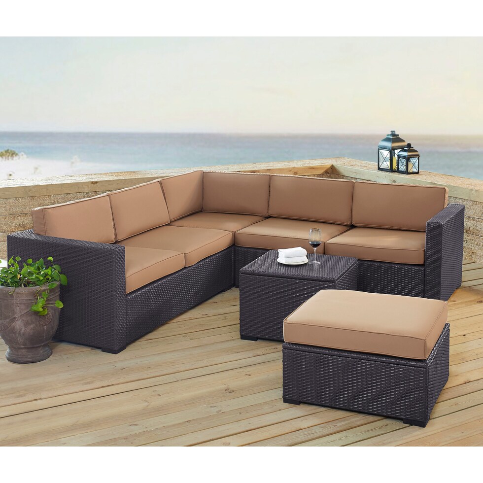 isla dark brown outdoor sectional set   