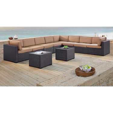 Isla 5-Piece Outdoor Left-Facing Sectional and 2 Coffee Tables Set