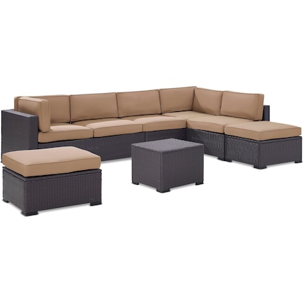 Isla 3-Piece Outdoor Sectional, Coffee Table, and 2 Ottomans - Mocha