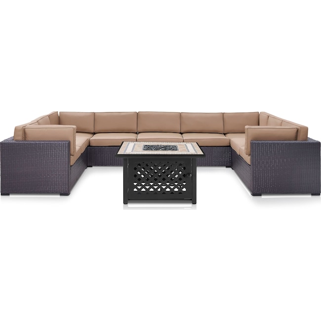 Outdoor Furniture - Isla 5-Piece Outdoor Sectional and Fire Table Set