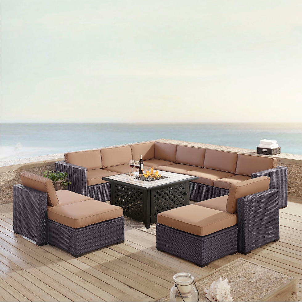 isla dark brown outdoor sectional set   