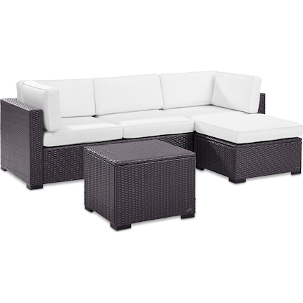 Isla 2-Piece Outdoor Sofa, Ottoman, and Coffee Table Set - White