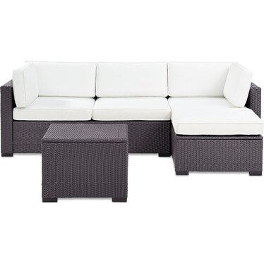 Isla 2-Piece Outdoor Sofa, Ottoman, and Coffee Table Set - White