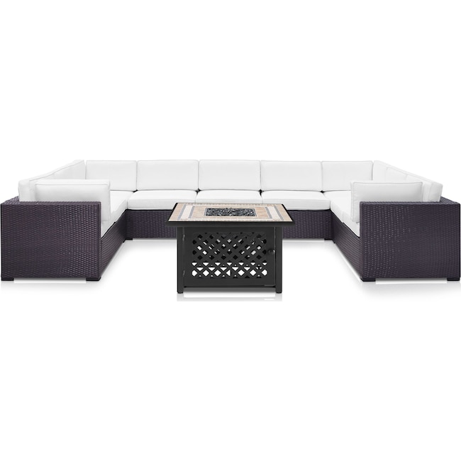 Outdoor Furniture - Isla 5-Piece Outdoor Sectional and Fire Table Set