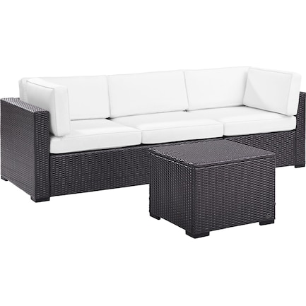 Isla Outdoor Sofa and Coffee Table Set - White