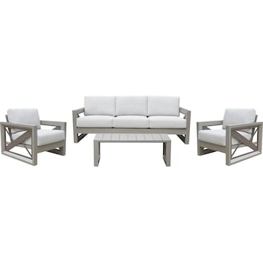 Islander Outdoor Sofa, 2 Lounge Chairs and Coffee Table