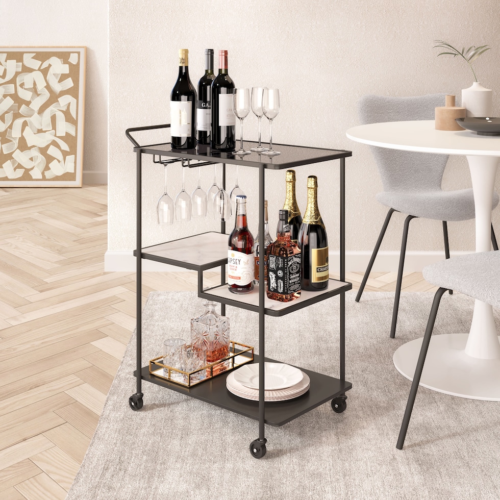 izola black bar cart   