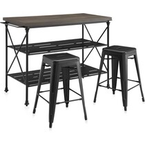 izzy black kitchen island set   