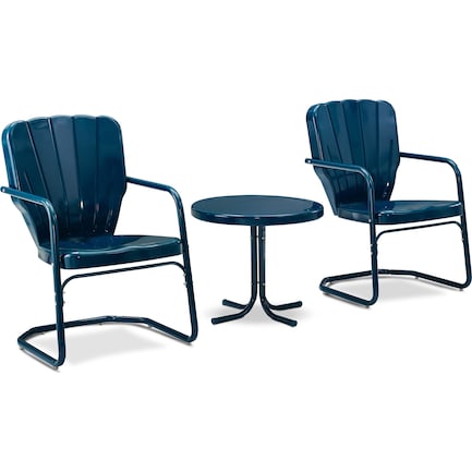 Jack Set of 2 Outdoor Chairs and Side Table - Navy