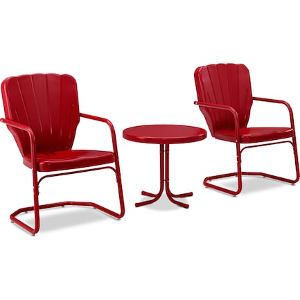 Jack Set of 2 Outdoor Chairs and Side Table - Red