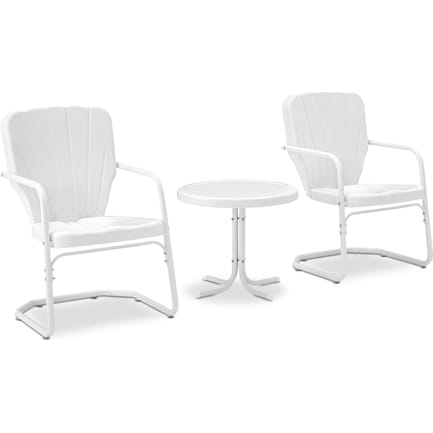 Jack Set of 2 Outdoor Chairs and Side Table - White
