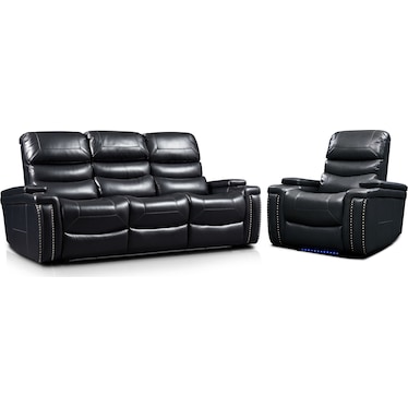 Jackson Triple-Power Reclining Sofa and Recliner Set - Black