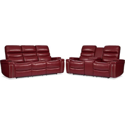 Jackson Manual Reclining Sofa and Loveseat - Red