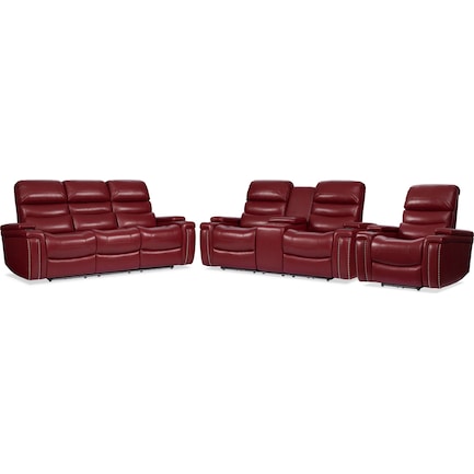 Jackson Manual Reclining Sofa, Loveseat and Recliner - Red
