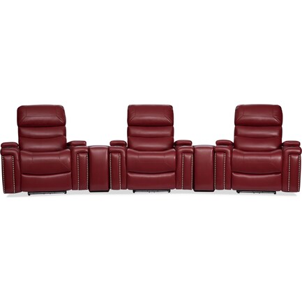 Jackson 5-Piece Triple-Power Reclining Home Theater Sectional - Red