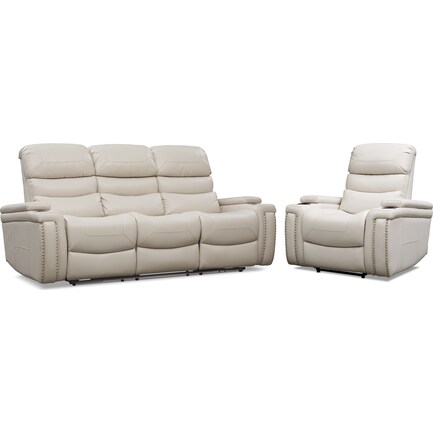 Jackson Triple-Power Reclining Sofa and Recliner Set - Ivory
