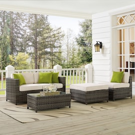 Lakeside 2 Piece Outdoor Loveseat Armless Chair Ottoman And Coffee Table Set American Signature Furniture
