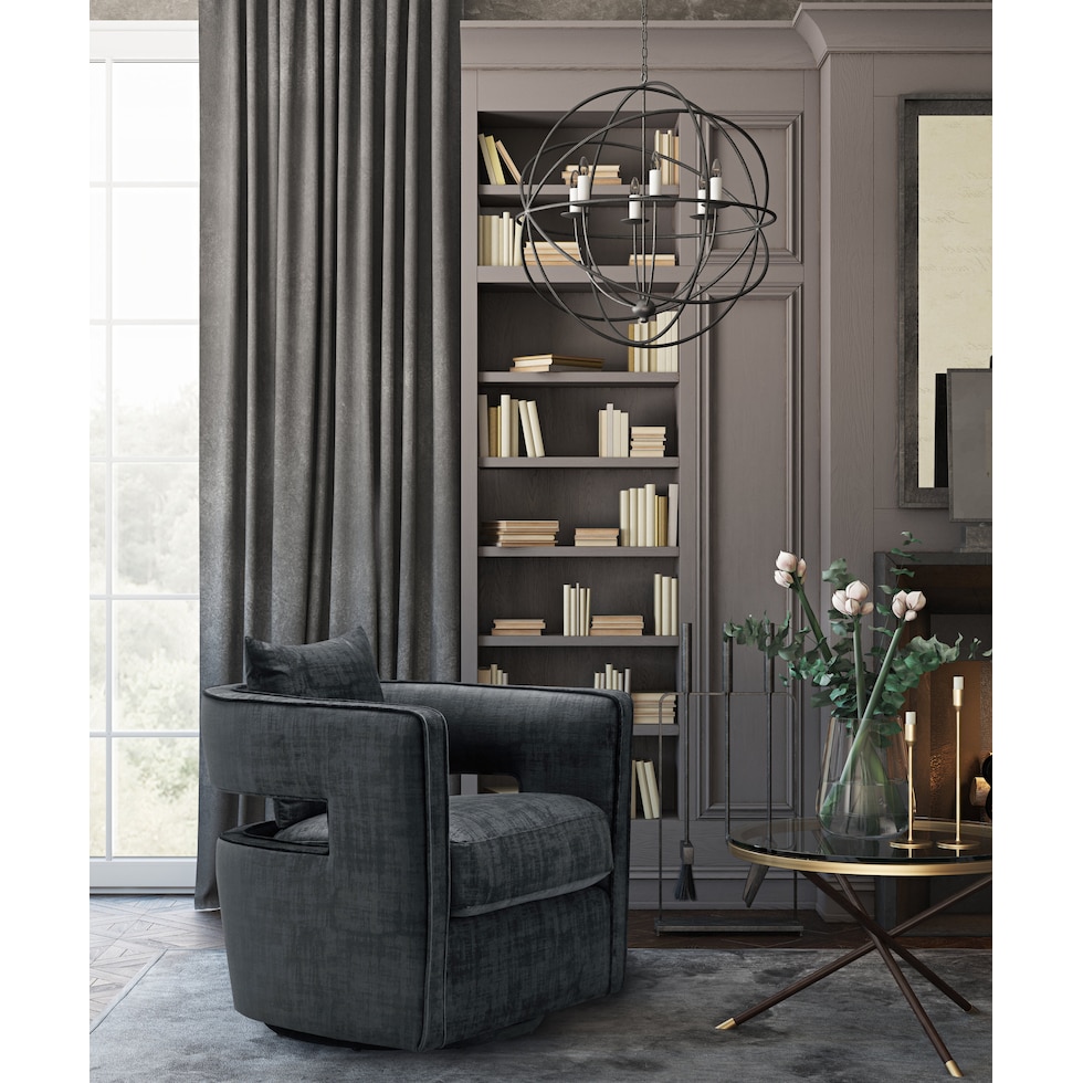 janet black accent chair   