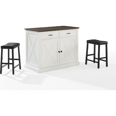 Jansen Kitchen Island and Truman Stools