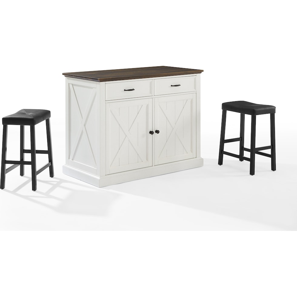 jansen distressed white black kitchen island   