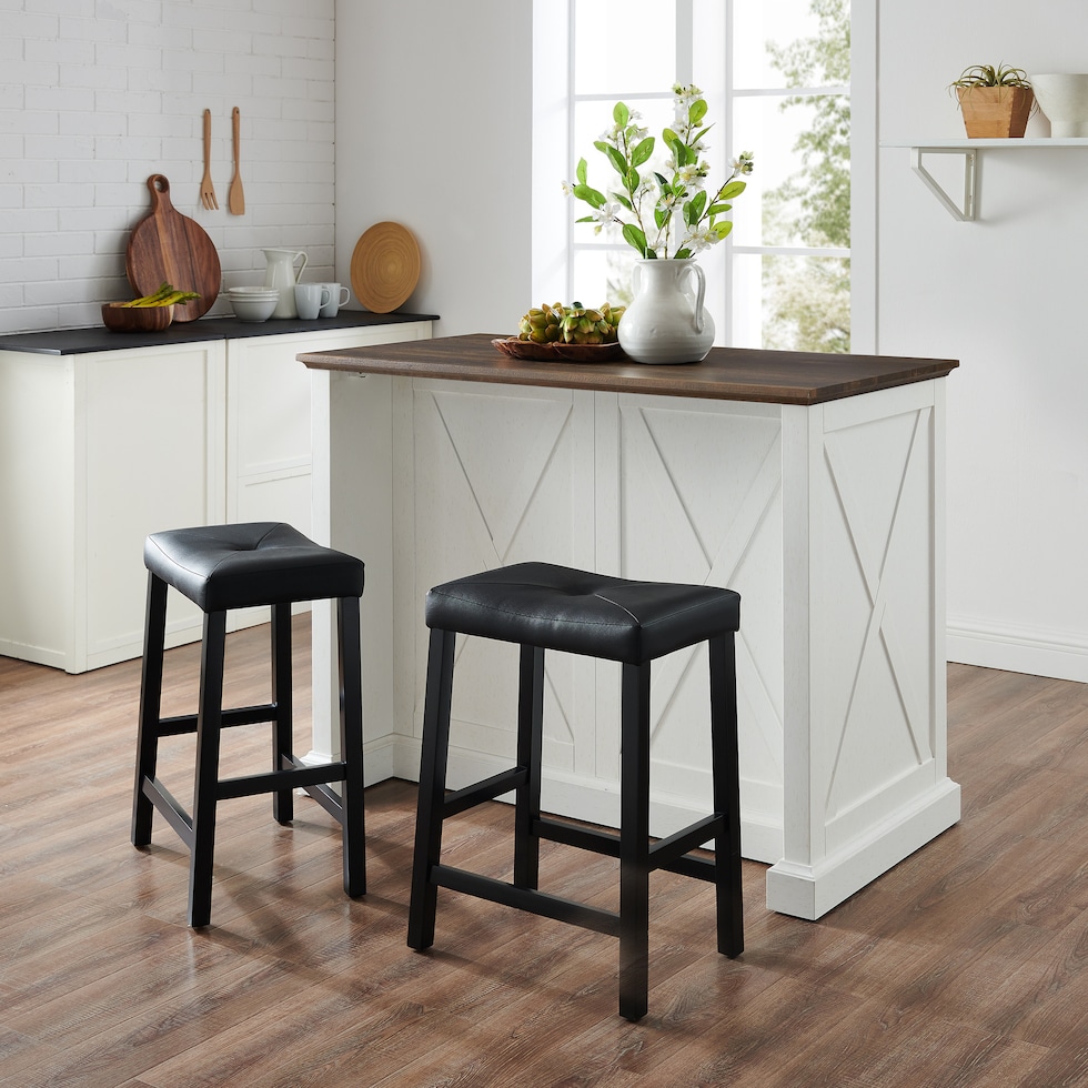 jansen distressed white black kitchen island   