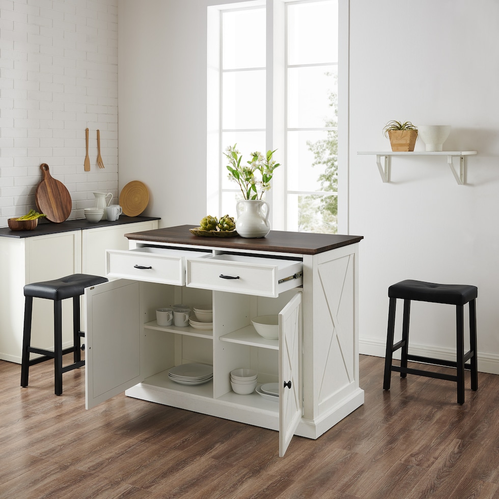 jansen distressed white black kitchen island   