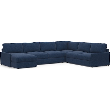 Jasper Hybrid Comfort 4-Piece Sectional with Left-Facing Chaise - Oslo Navy