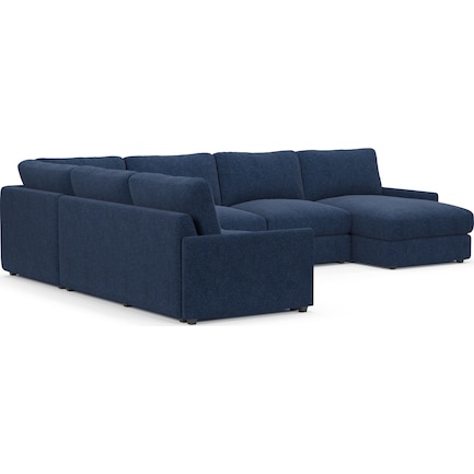 Jasper Foam Comfort 4-Piece Sectional with Right-Facing Chaise - Oslo Navy