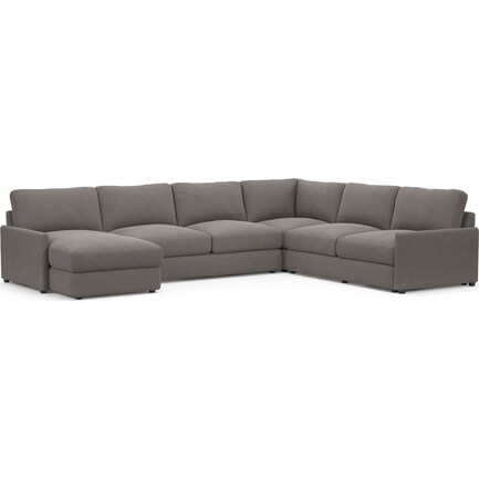 Jasper Foam Comfort Eco Performance Fabric 4Pc Sectional w/ LAF Chaise - Sublime Pewter