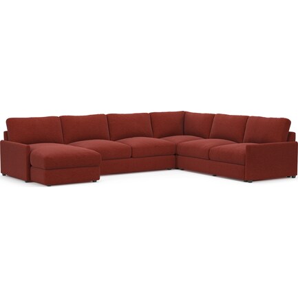 Jasper Foam Comfort 4-Piece Sectional with Left-Facing Chaise - Bloke Brick