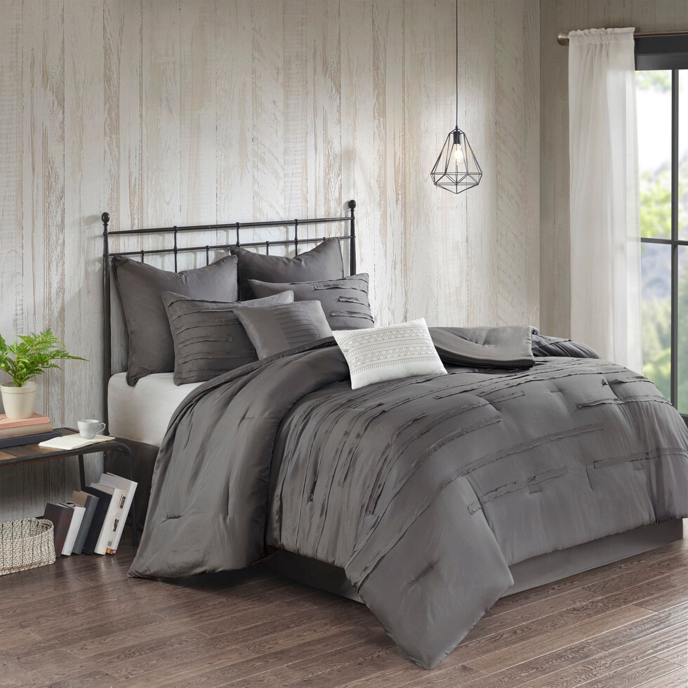 jaycee gray full queen bedding set   