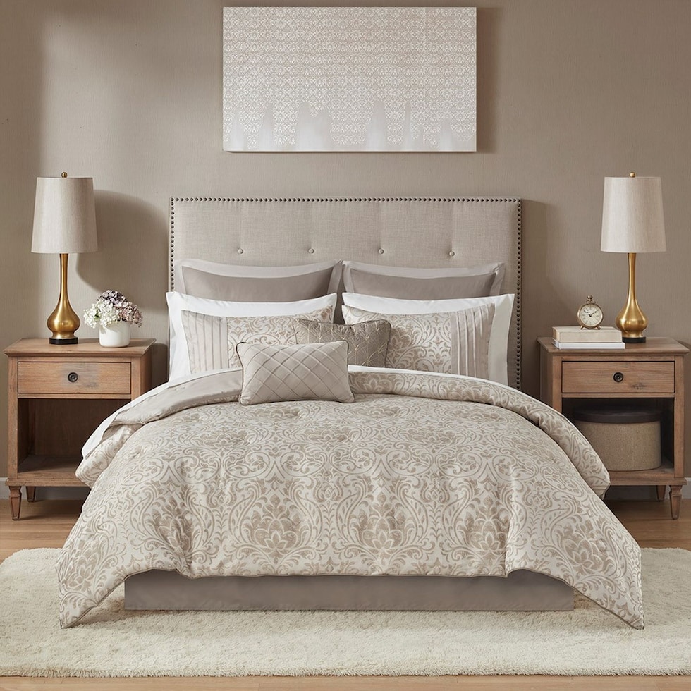 jayla light brown california king bedding set   